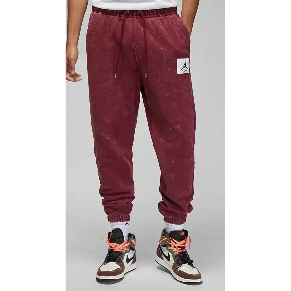 Air Jordan Fleece Sweatpants Mens Small Cherrywood‎ Red DR3089-680 Washed Look